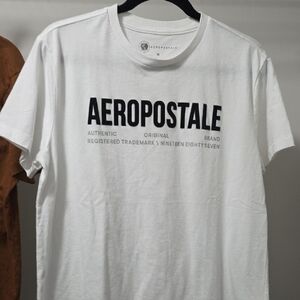 Aeropostale White and Black Logo Tee